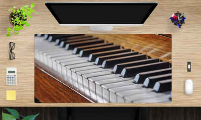 cover-your-desk.de Schreibtischunterlage Schreibtischunterlage XXL mit integriertem Mousepad - Klaviertasten - 100 x 50 cm – aus hochwertigem Vinyl, (1 tlg)