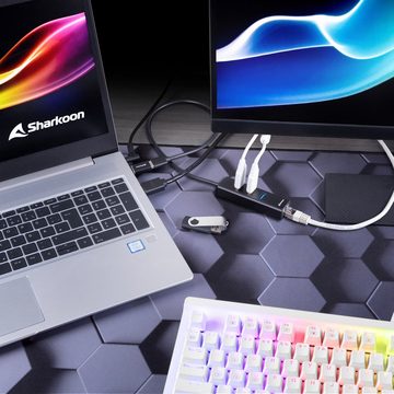 Sharkoon Laptop-Dockingstation 3-Port USB 3.2 Gen 1 Alu Hub + Ethernet