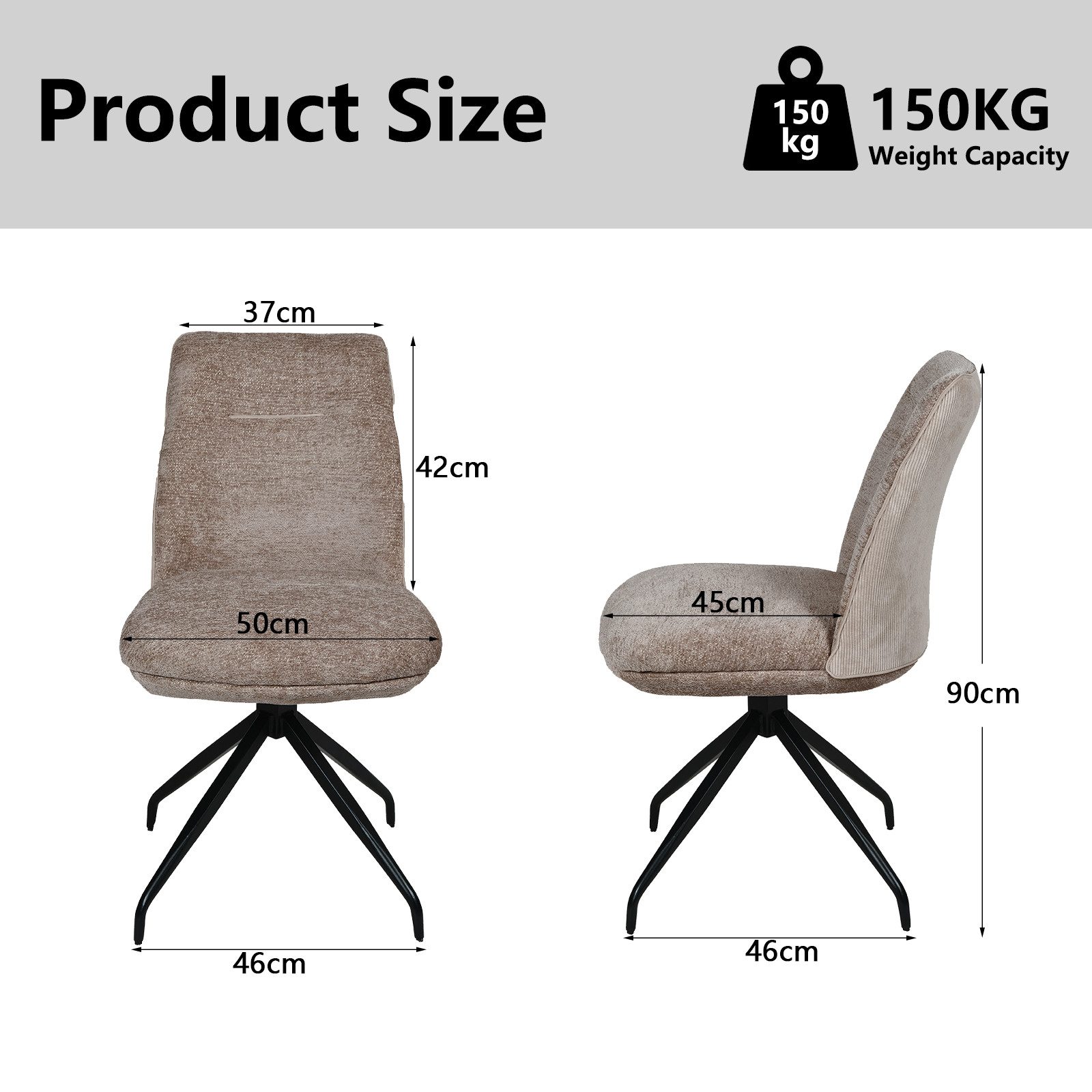 Jiexi Esszimmerstuhl Esszimmerstuhl 2er-Set, moderner Design-Polsterstuhl, hohe Stabilität