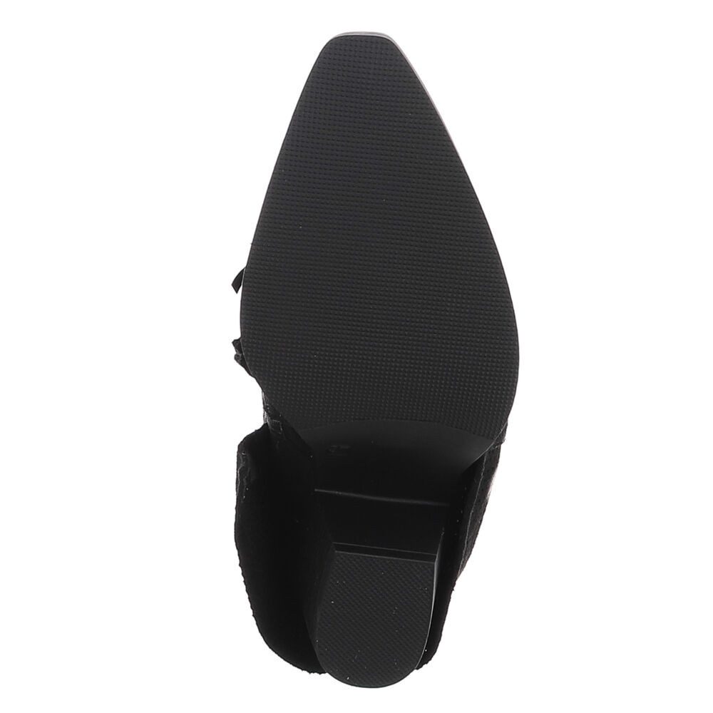 Ital-Design Eleganter perforierter Boot mit Riegelverschluss für Damen Westernstiefel (91261300) Blockabsatz Stiefel in Schwarz