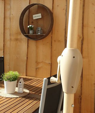 Sekey Sonnenschirm 300cm Gartenschirm 8-eckiger Marktschirm Terassenschirm, mit Kurbel, LxB: 300,00x300,00 cm, Sonnenschutz UV50+, mit Holzoptikbeschichtung