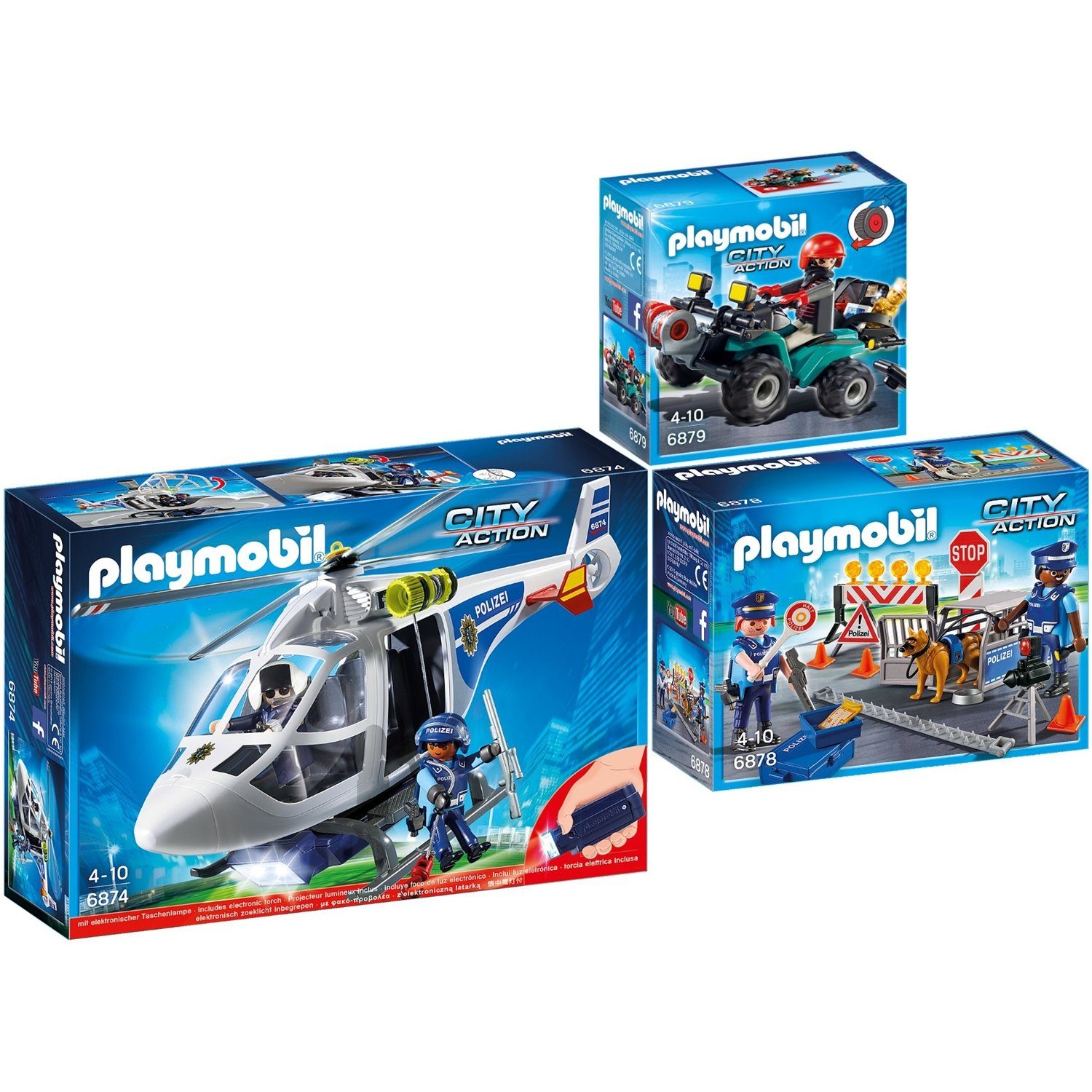 Playmobil® Spielbausteine »6874-8-9 City Action 3er Set Polizeihelikopter +«