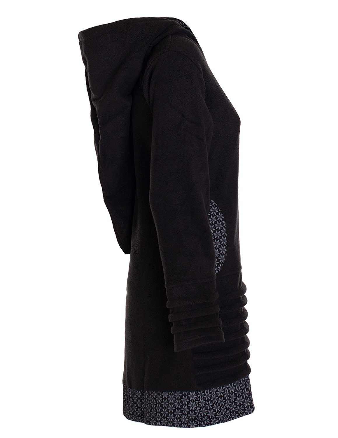 Vishes Kurzmantel Lange Fleecejacke Hippiemantel Übergangsjacke Zipfelkapuze Goa Style, Microfleece