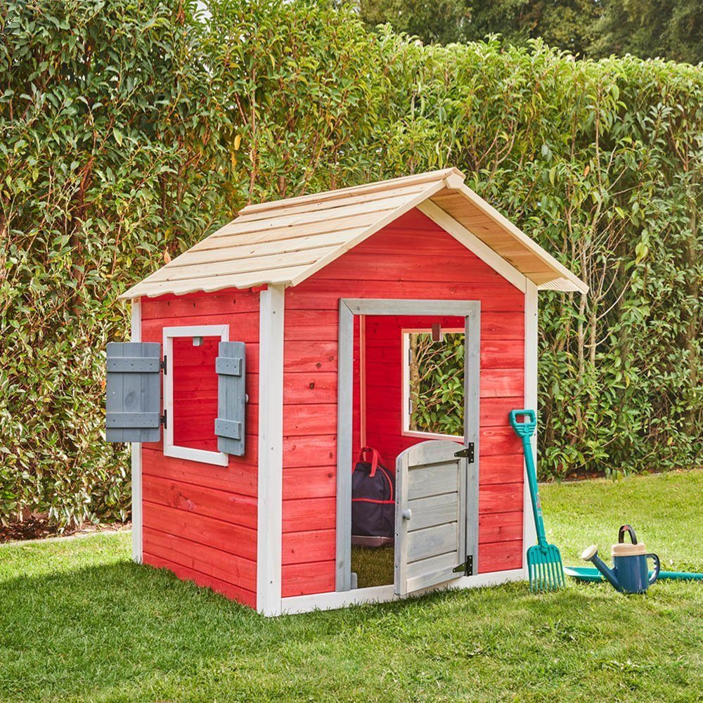 HOME DELUXE Spielhaus DAS KLEINE SCHLOSS - 101 x 106 x 128 cm, Gartenhaus für Kinder, Kinderspielhaus. Spielhaus aus Holz Outdoor