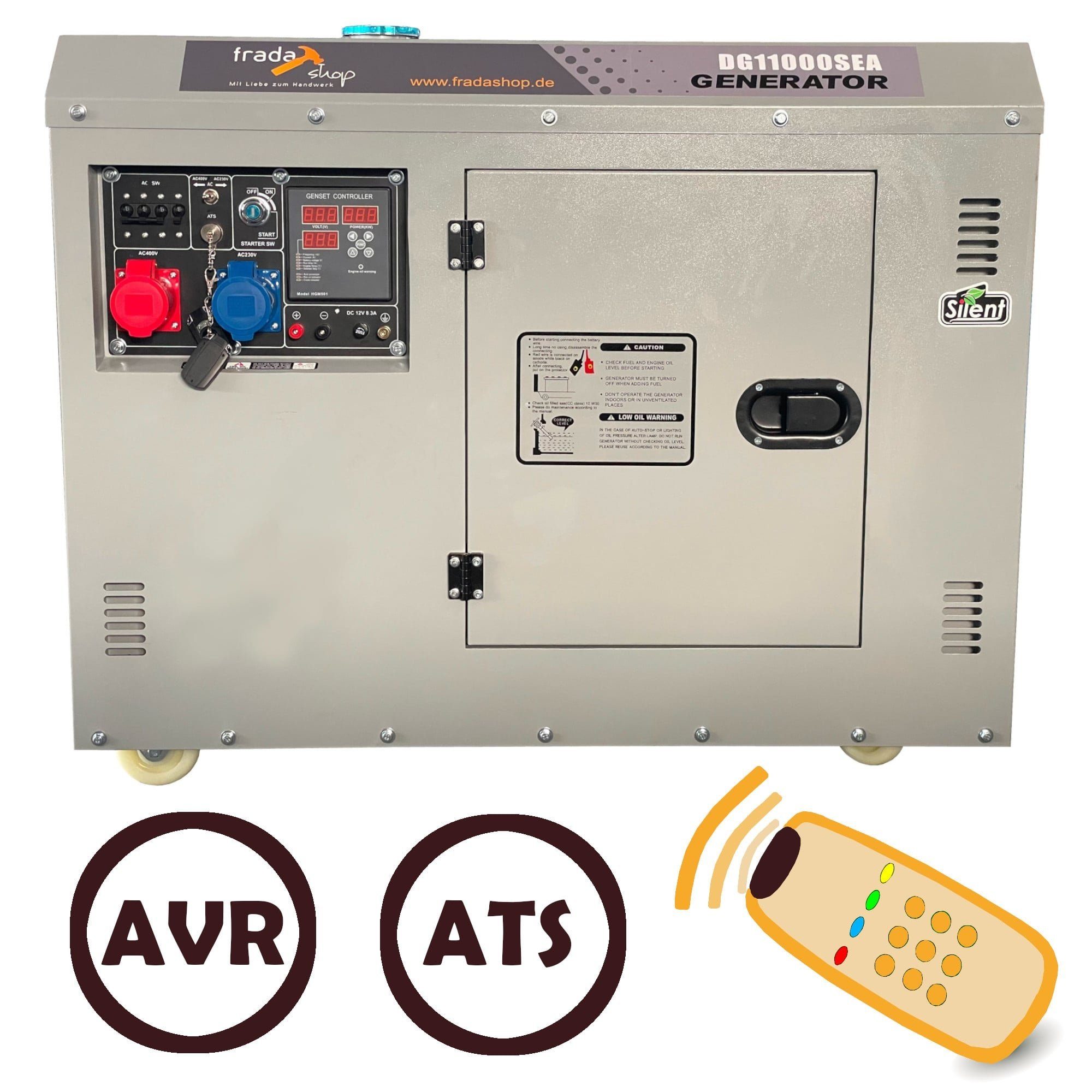 fradashop Stromerzeuger Silent Diesel Generator AVR/ATS/FB 10kVA