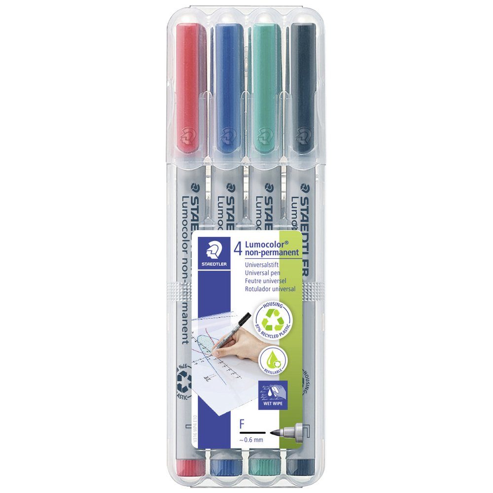 STAEDTLER Folienstift Staedtler Folienstift Lumocolor® 316 WP4 Rot, Blau, Grün, Schwarz