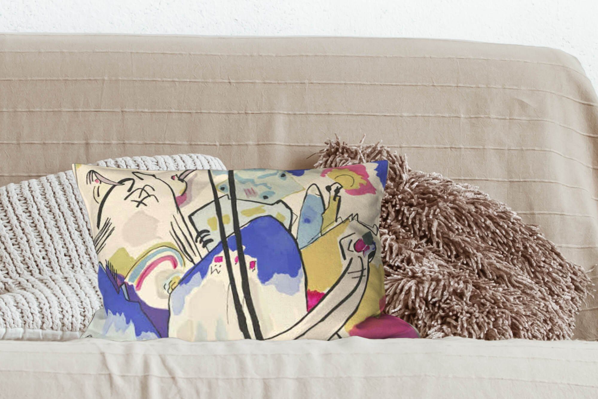 - Füllung, 4 Kandinsky, Zierkissen, mit Komposition Gemälde Schlafzimmer Dekokissen MuchoWow Dekoration, Wohzimmer Wassily Dekokissen von