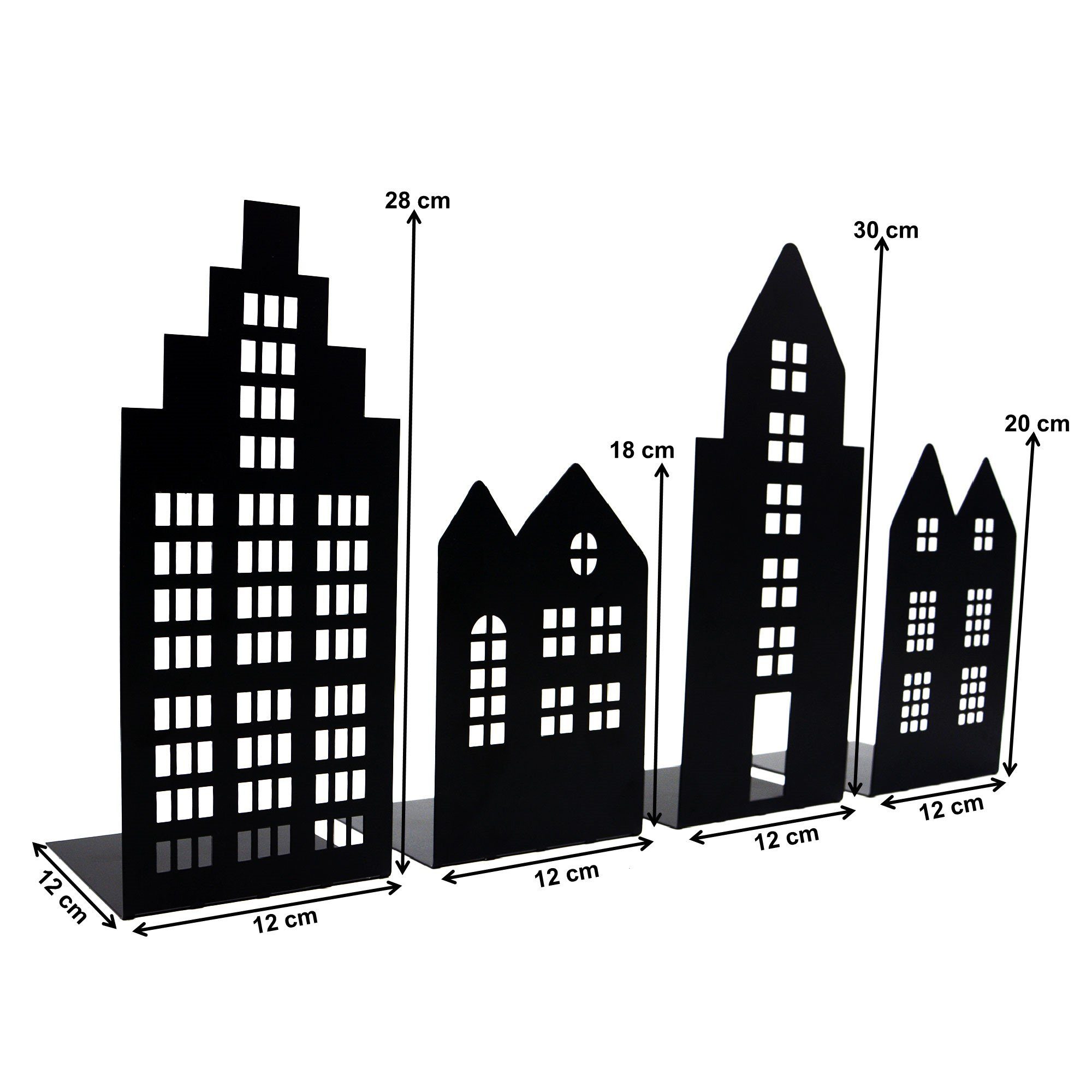 UNUS HOME Teelichthalter Deko Häuser zum Aufstellen Metall 4er Set (4 St., günstig online kaufen