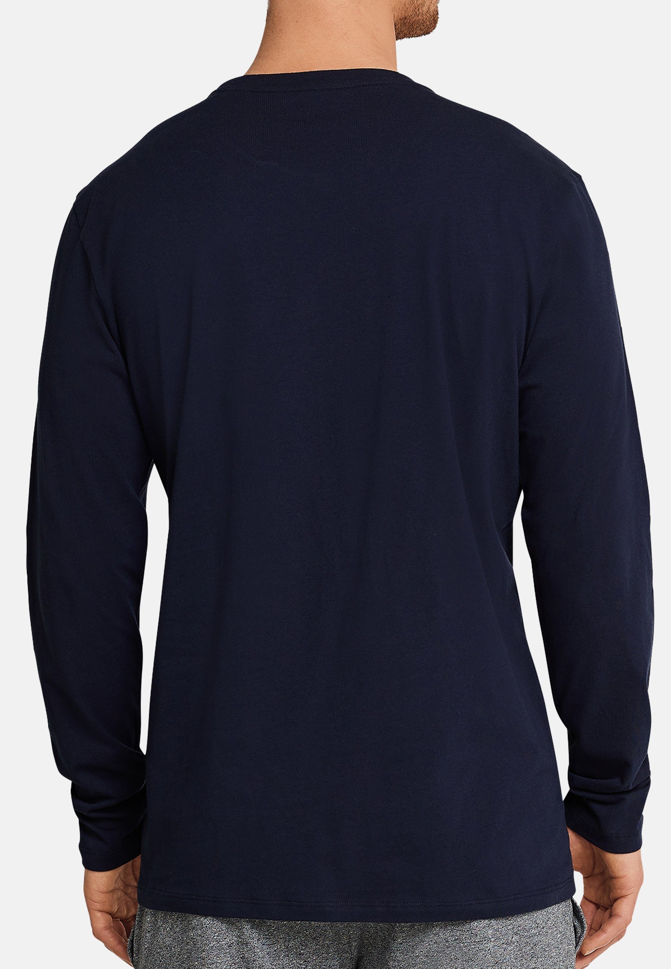 Schlafanzüge mixen Relax dunkelblau Shirt zum Baumwolle Mix (1-tlg) Langarm Pyjamaoberteil - selber & - Schlafanzug Schiesser