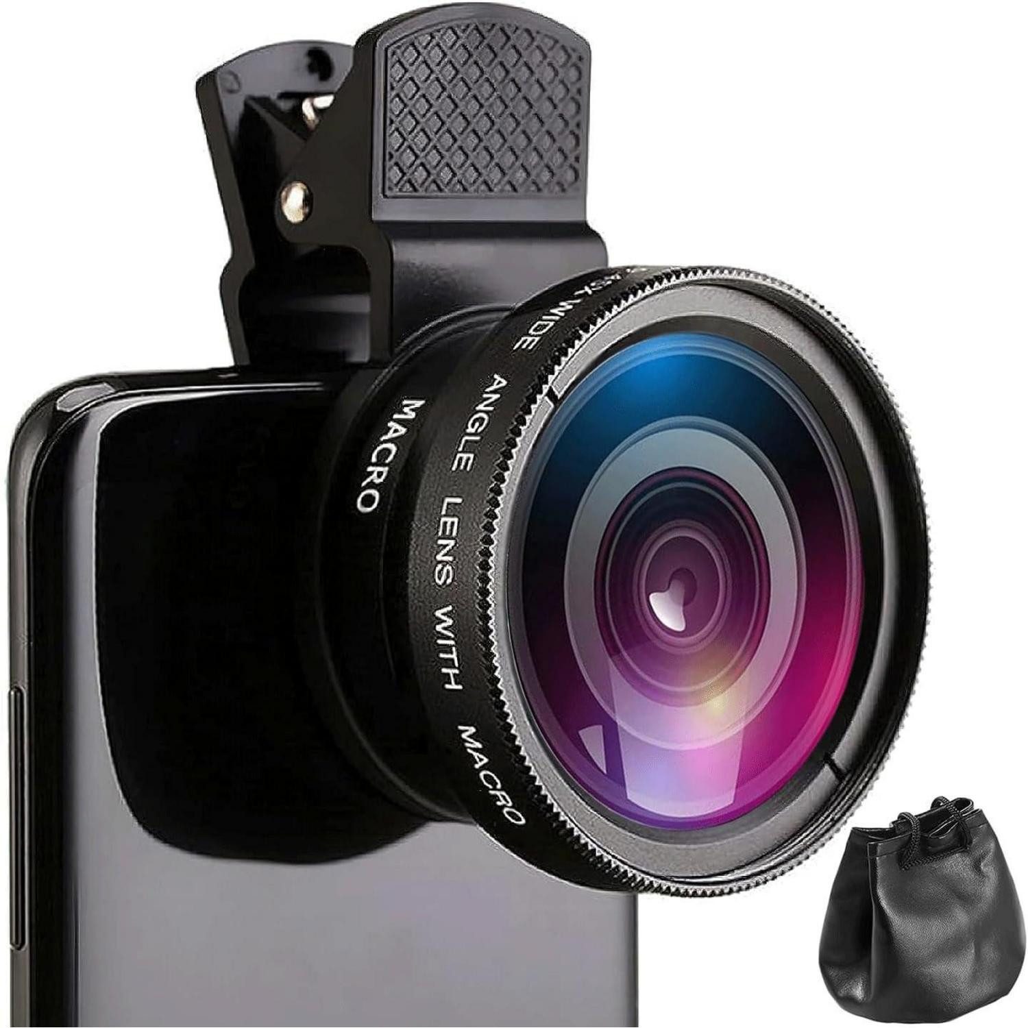 LuxusKollektion Kamera-Hülle 2 in 1 Handy Weitwinkel Makroobjektiv Kit für iOS Android Smartphone
