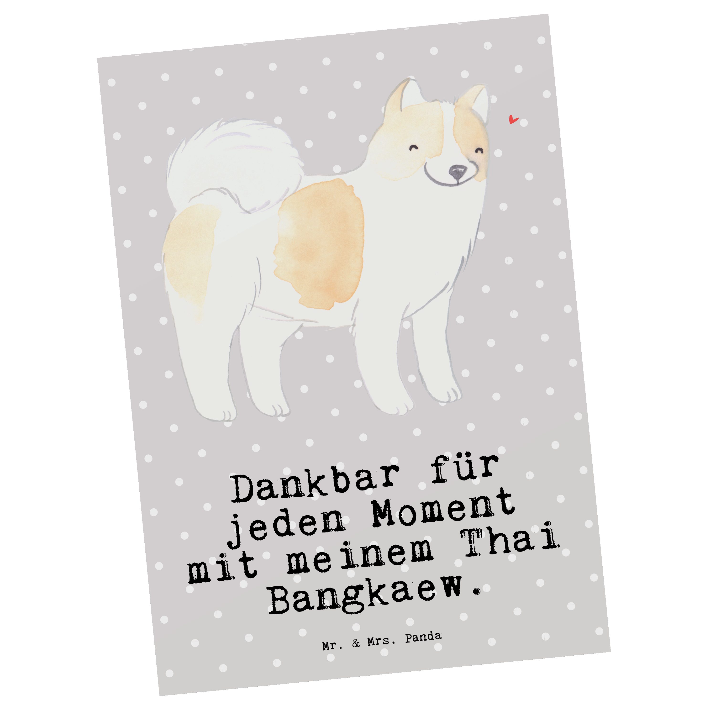 - Grau & Thai - Geschenk, Mrs. Bangkaew Postkarte Mr. Panda Schenken Pastell Moment Hunderasse,