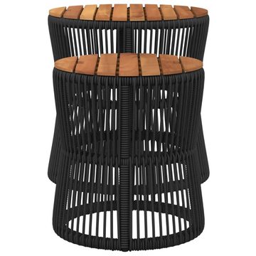 vidaXL Gartentisch Garten-Beistelltische 2 Stk. mit Holzplatte Schwarz Poly Rattan (1-St)