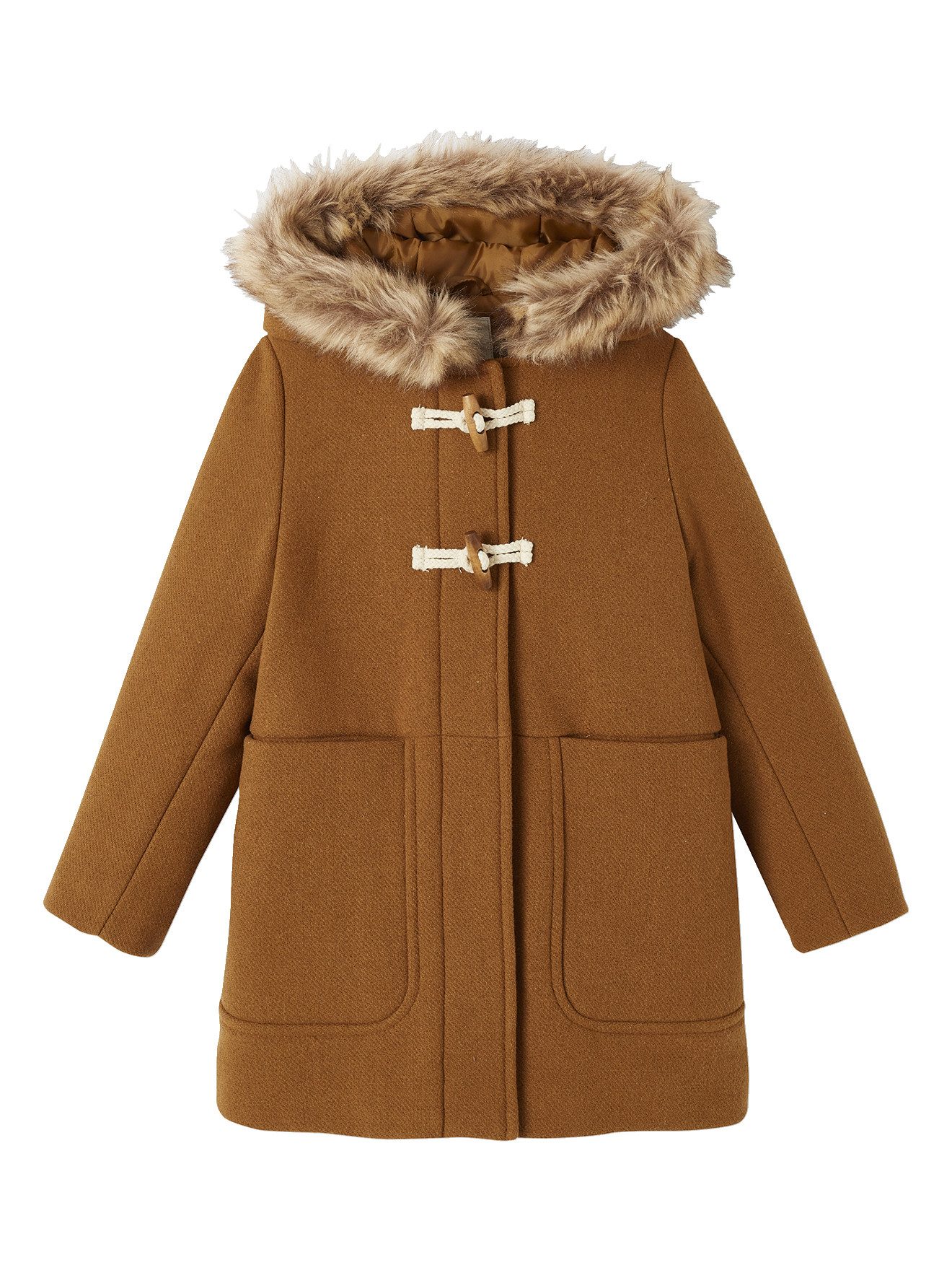 vertbaudet Dufflecoat Mädchen Dufflecoat mit Kapuze & Knebelknöpfen
