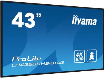 Iiyama Dis Public 43 LH4360UHS-B1AG UHD TFT-Monitor (3840 x 2160 px, 4K Ultra HD, 8,5 ms Reaktionszeit, ELED, Wi-Fi, Lautsprecher, HDCP)