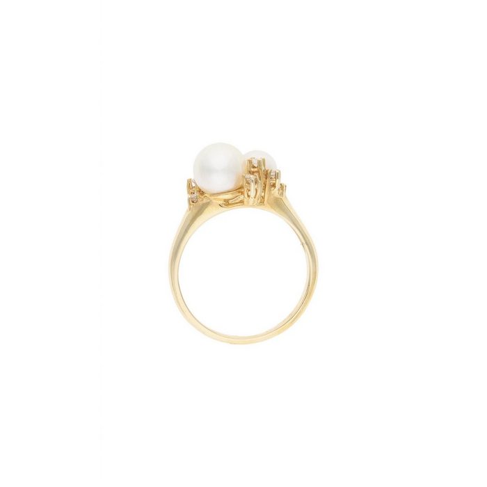 JuwelmaLux Fingerring Ring Gold mit Diamant(en) Akoya-Zuchtperle (1-tlg) Damen Ring Gold 585/000 inkl. Schmuckschachtel AN10946