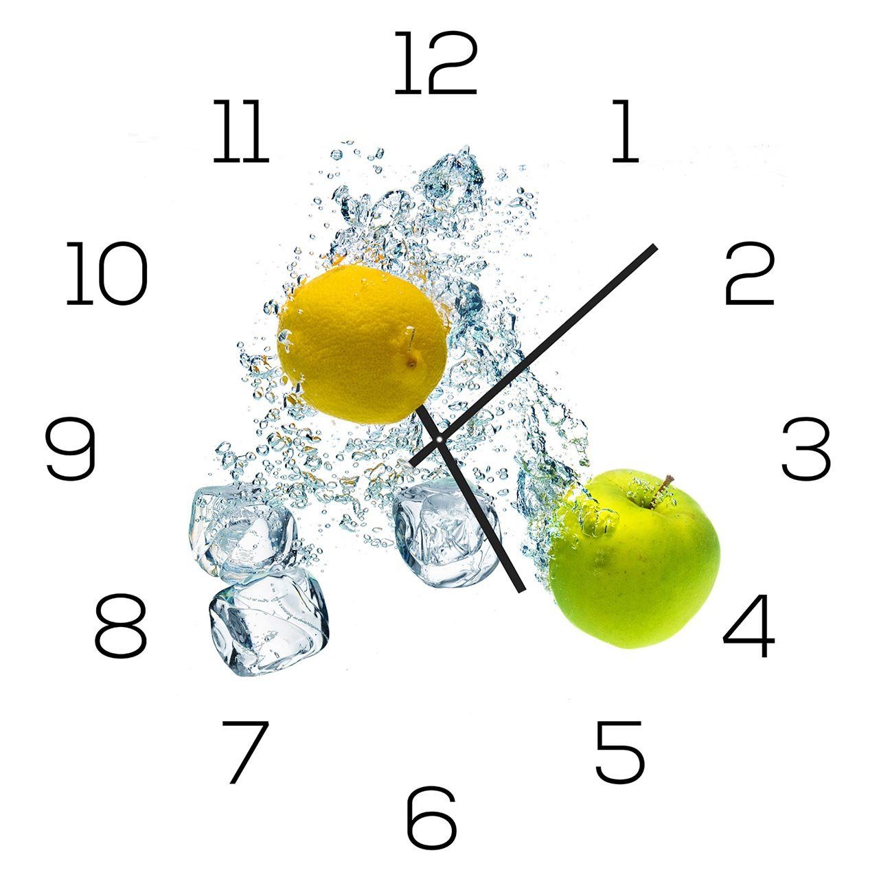 Uhr Levandeo® Zitrus) Alu-Dibond Alubild (Wanduhr Zitrone Wanduhr Apfel 30x30cm Küche