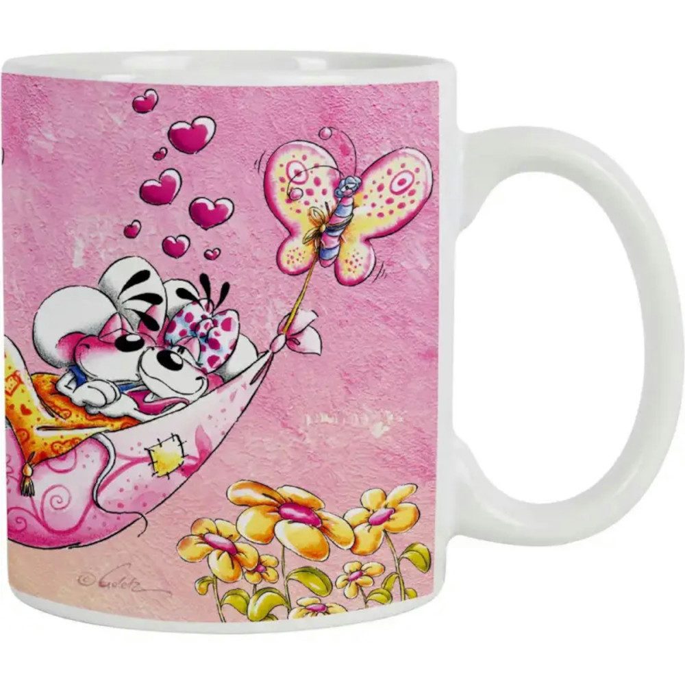 Diddl Spiel Diddl Porzellantasse rosa 330ml – Motiv 2