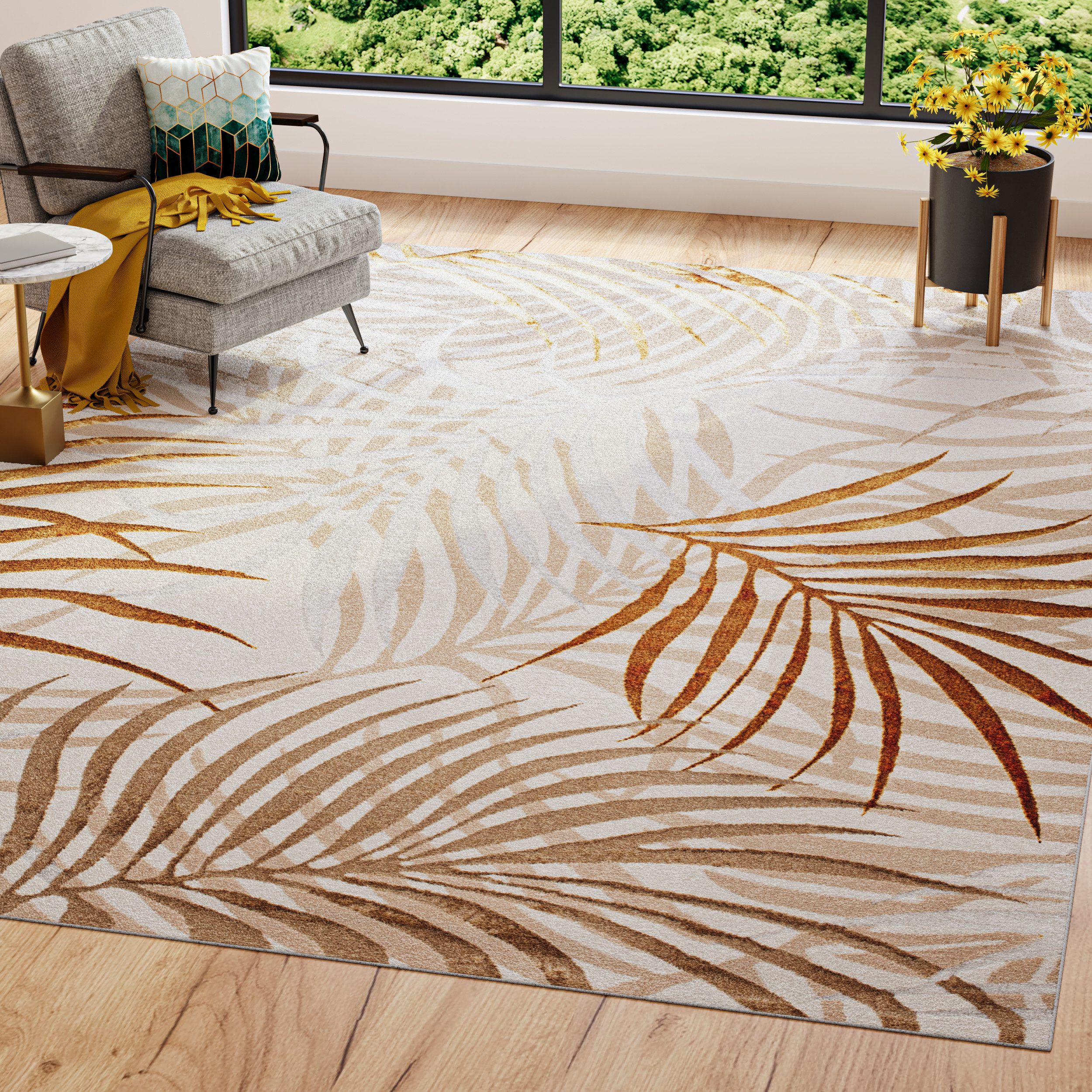 Tapiso Designteppich GOLDEN, rechteckig, Höhe: 8 mm, Wohnzimmer, Schlafzimmer, modern Design