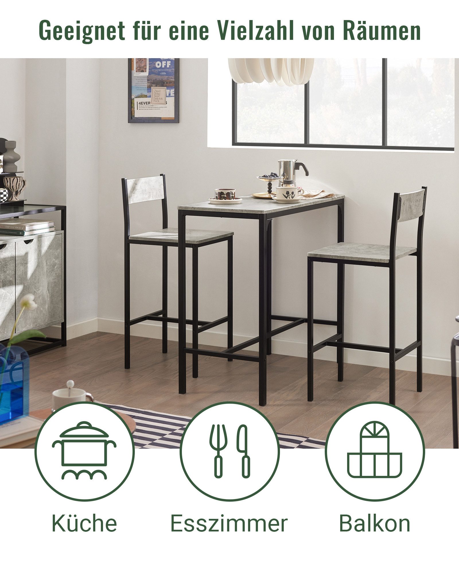 SoBuy Bartisch OGT03, Küchentisch-Set für 2 Personen, Esstisch Essgruppe Ga günstig online kaufen