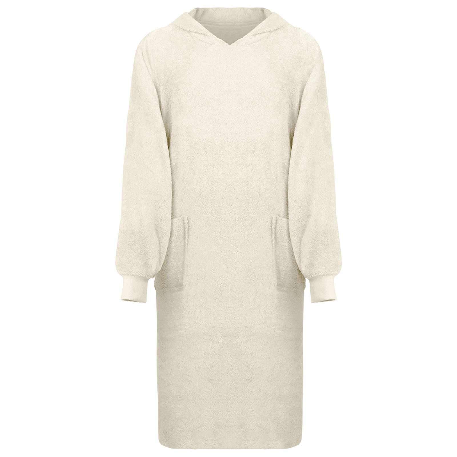 vidaXL Bademantel Decken-Hoodie KINN Creme XL Baumwolle, Baumwolle