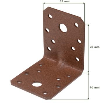 Alberts Holzkonstruktionsbeschlag Schwerlast-Winkelverbinder DURAVIS® 70x70x55 mm, Duplexbeschichtet; mit Sicke