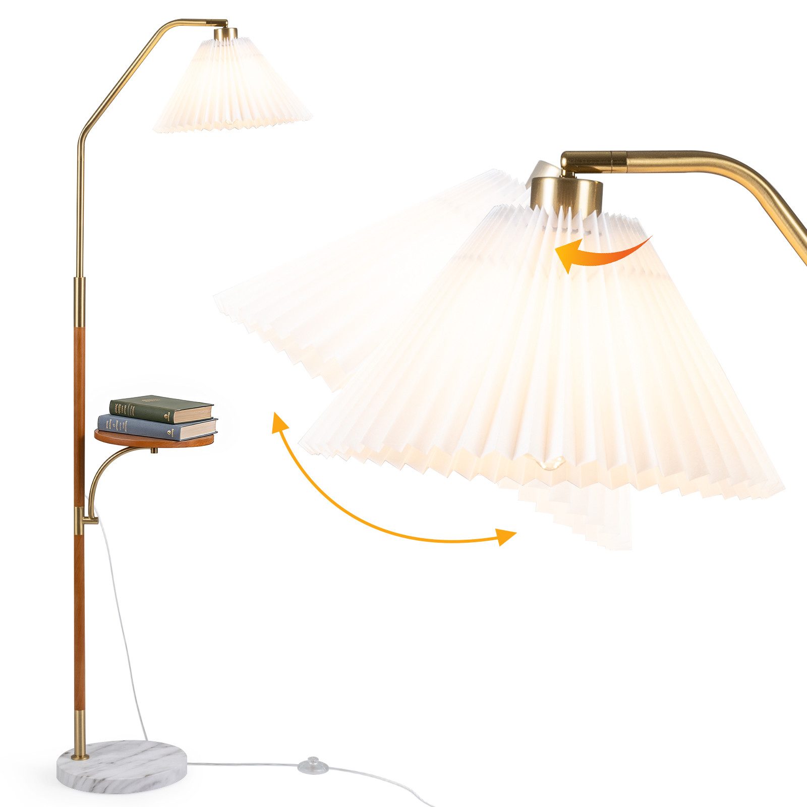 COSTWAY Stehlampe, Standlampe für Wohnzimmer, Leselampe Bogenlampe