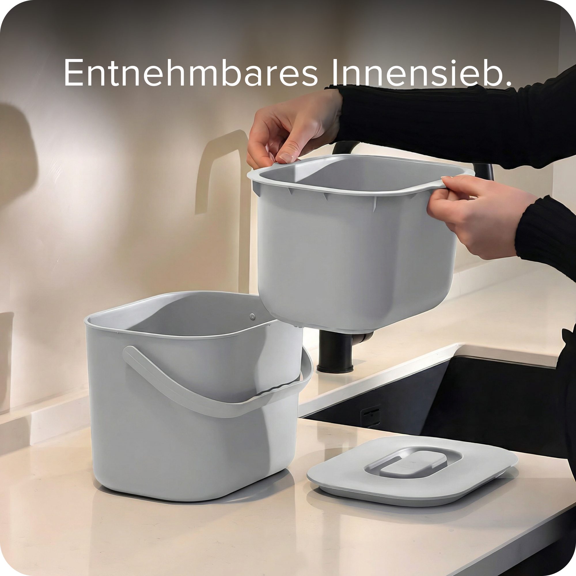 blackswedenhome. Biomülleimer Biomülleimer Küche - 7L - Design Komposteimer mit Innensieb, Geruchsdicht, Modernes Design