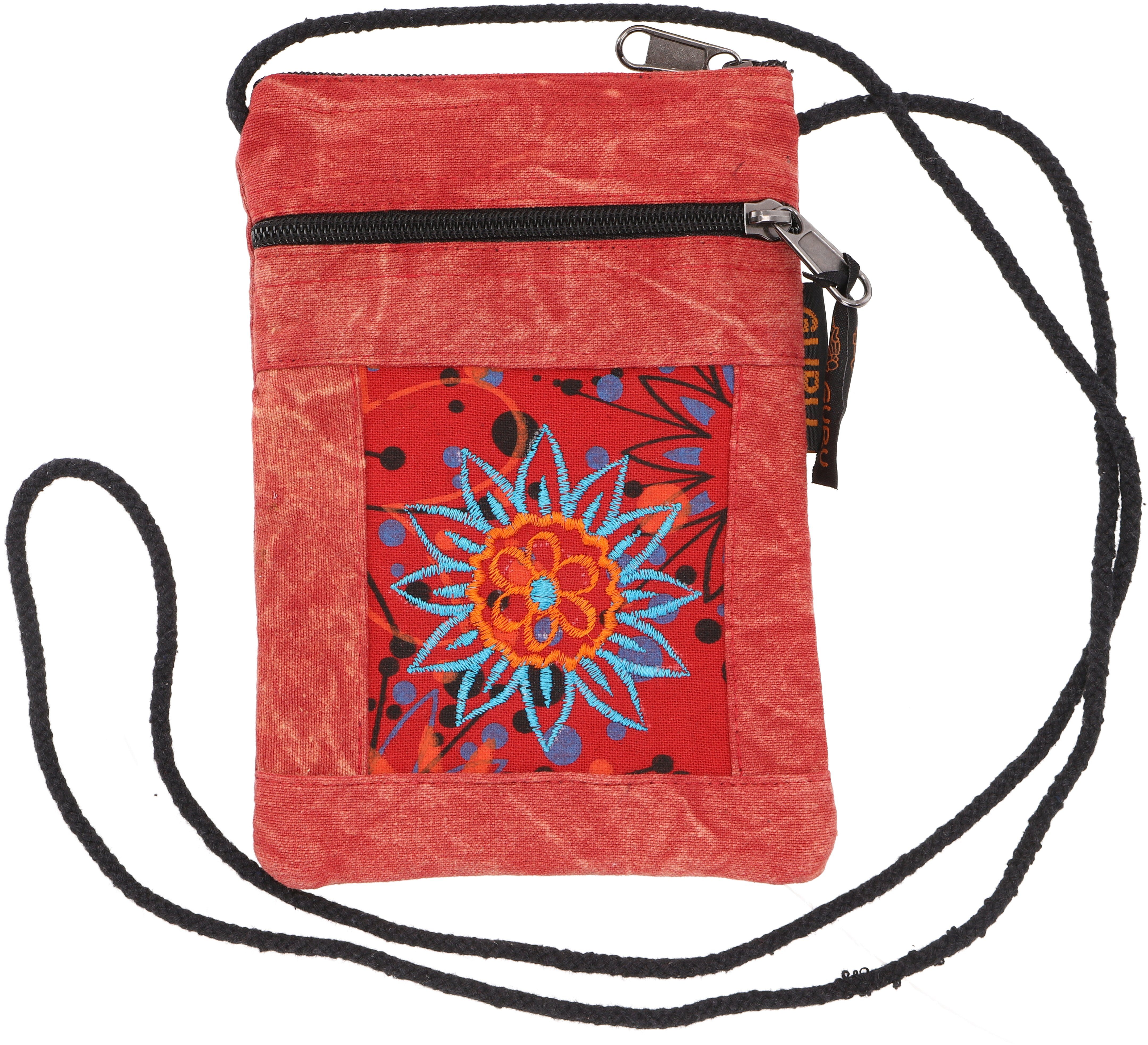 Passporttasche Guru-Shop - Boho rot Schultertasche Brustbeutel,