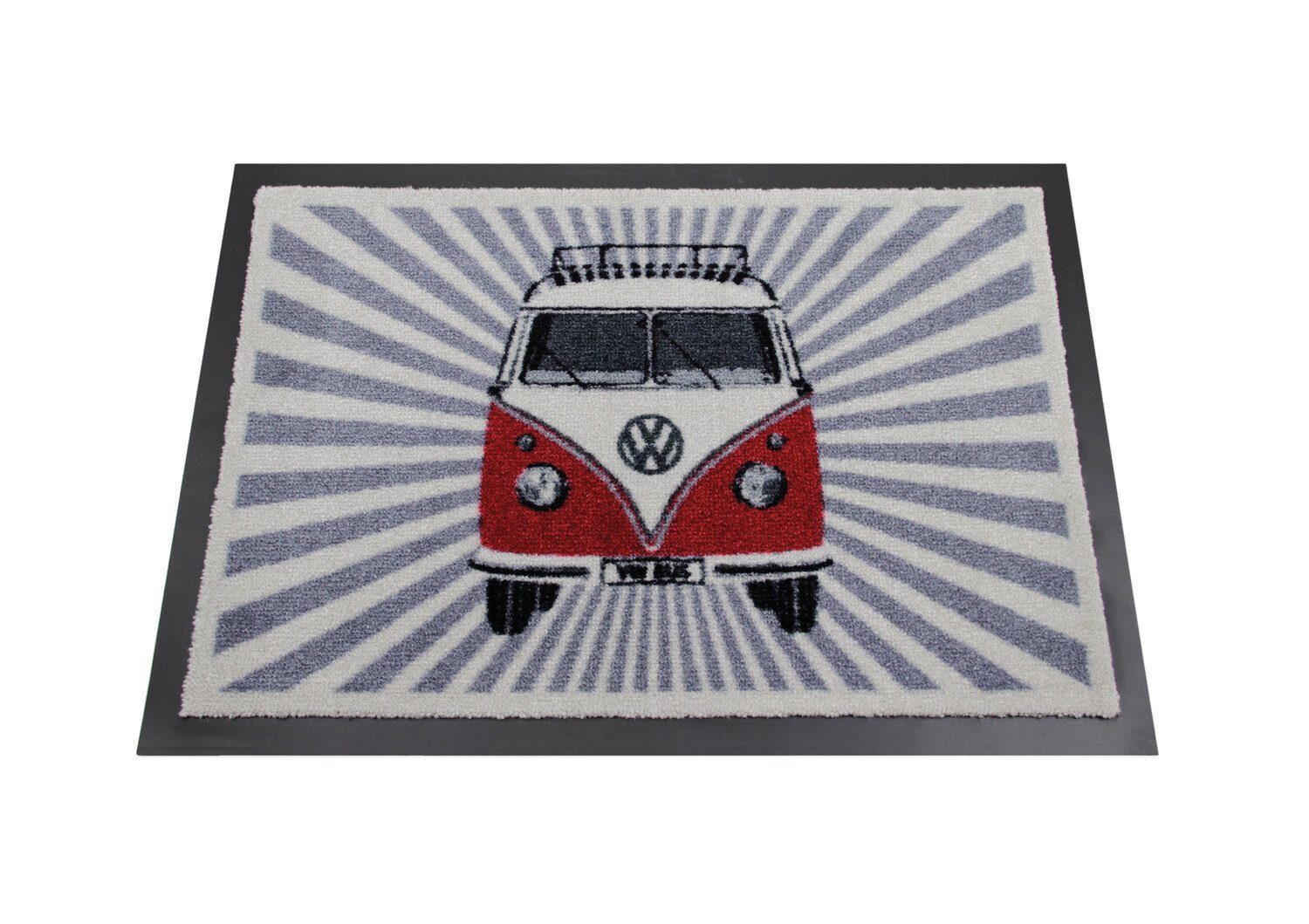 Fußmatte Volkswagen Türvorleger im VW Design, VW Collection by BRISA, Rechteckig, Höhe: 7 mm, strapazierfähiger Schuhabstreifer Strahlen/Rot
