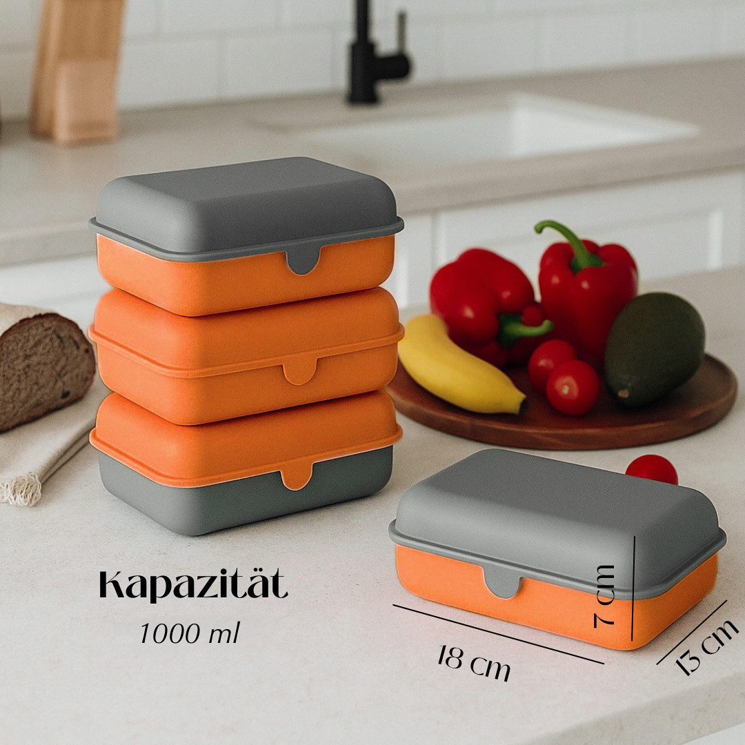 COFI 1453 Lunchbox Brotdosen 3er-Set Frühstücksbox spülmaschinenfest, stapelbar, 1000 ml, Kunststoff, (3-tlg., 3er Set), Made in Germany
