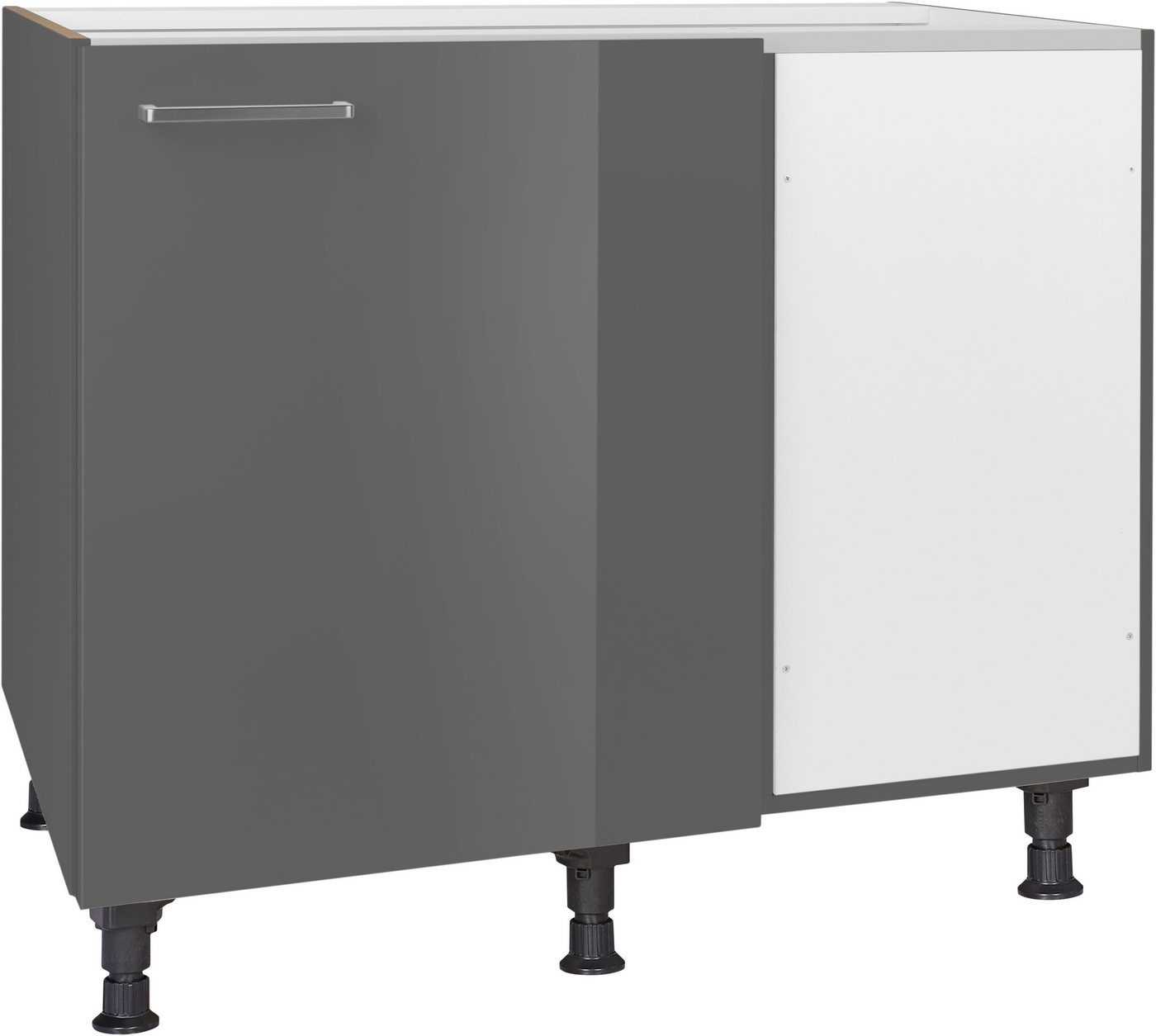 nobilia® Eckunterschrank "Flash", vormontiert mit höhenverstellbaren Sockelfüßen, Breite 100 cm