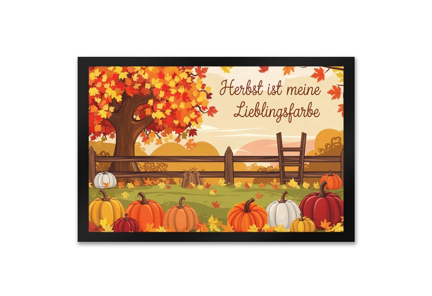 speecheese Fußmatte Herbstliche Landschaft mit Kürbissen Fußmatte XXL in 50x75 cm Herbst