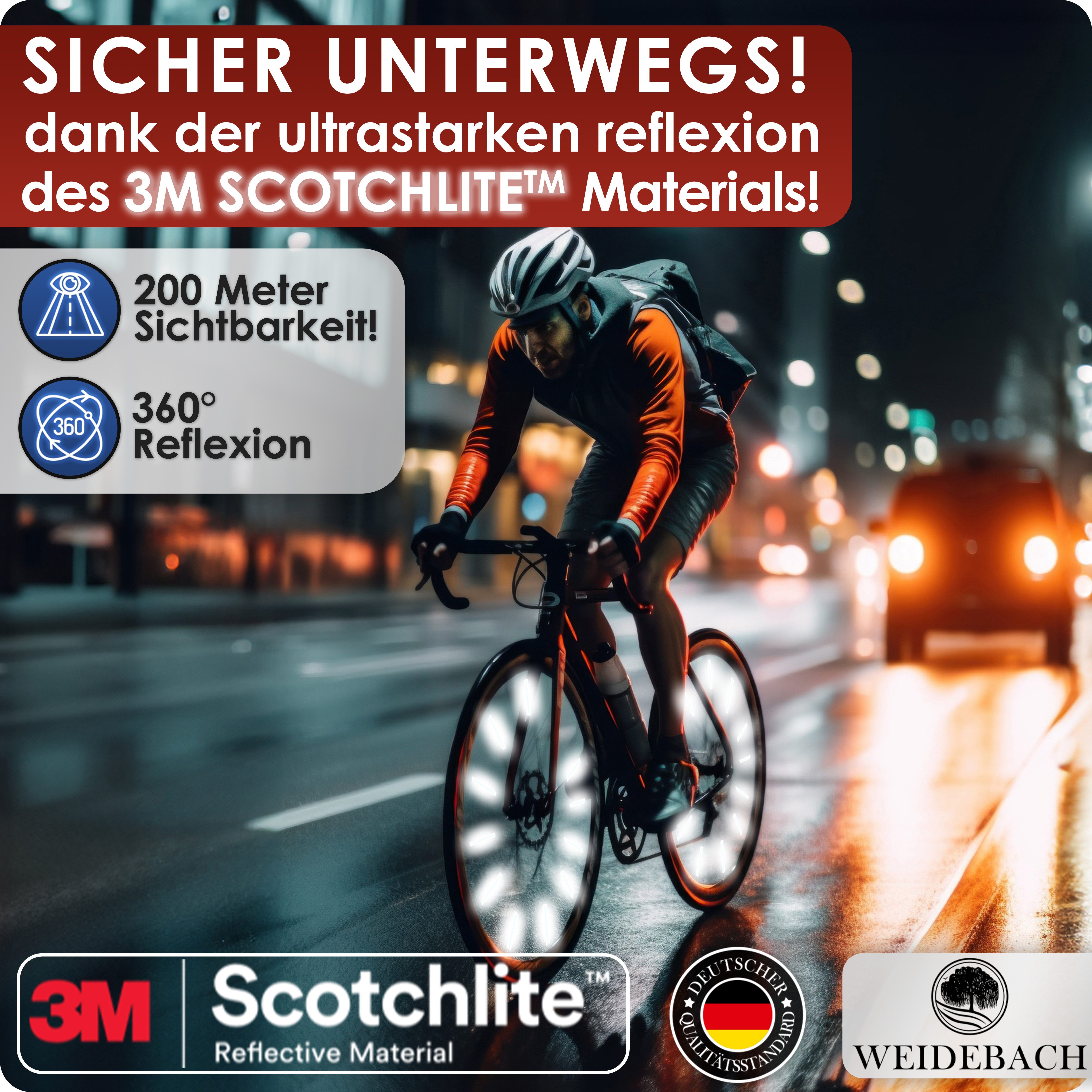 WEIDEBACH Fahrradreflektor Speichenreflektoren Fahrrad StVZO, für mehr Sichtbarkeit, (72 St)
