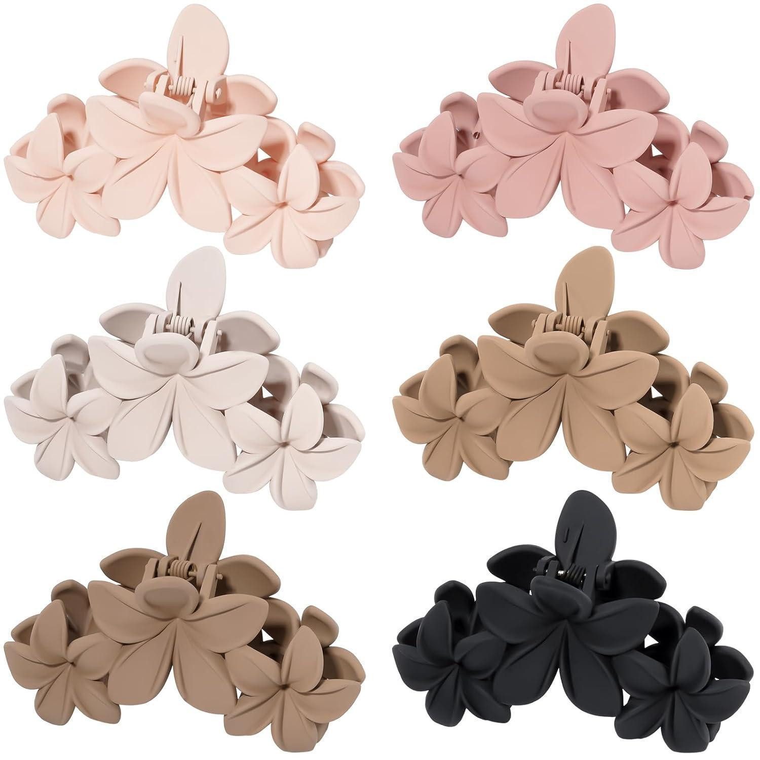 LuxusKollektion Haarklammer 6er Set Große Blumen Haarklammer 11cm für dickes Haar - Rutschfeste