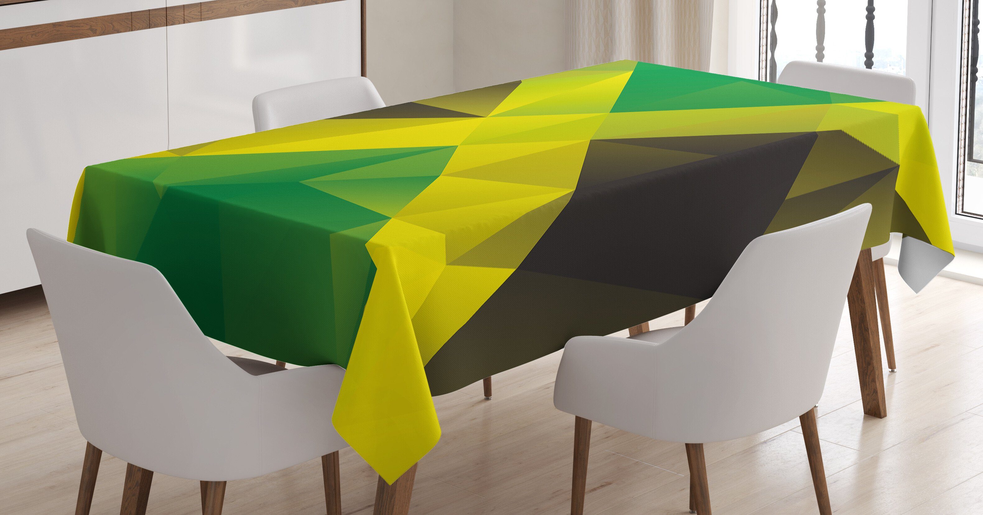 Abakuhaus Tischdecke Farbfest Waschbar Für den Außen Bereich geeignet Klare Farben, jamaikanisch Dreieck Polygon-Flagge