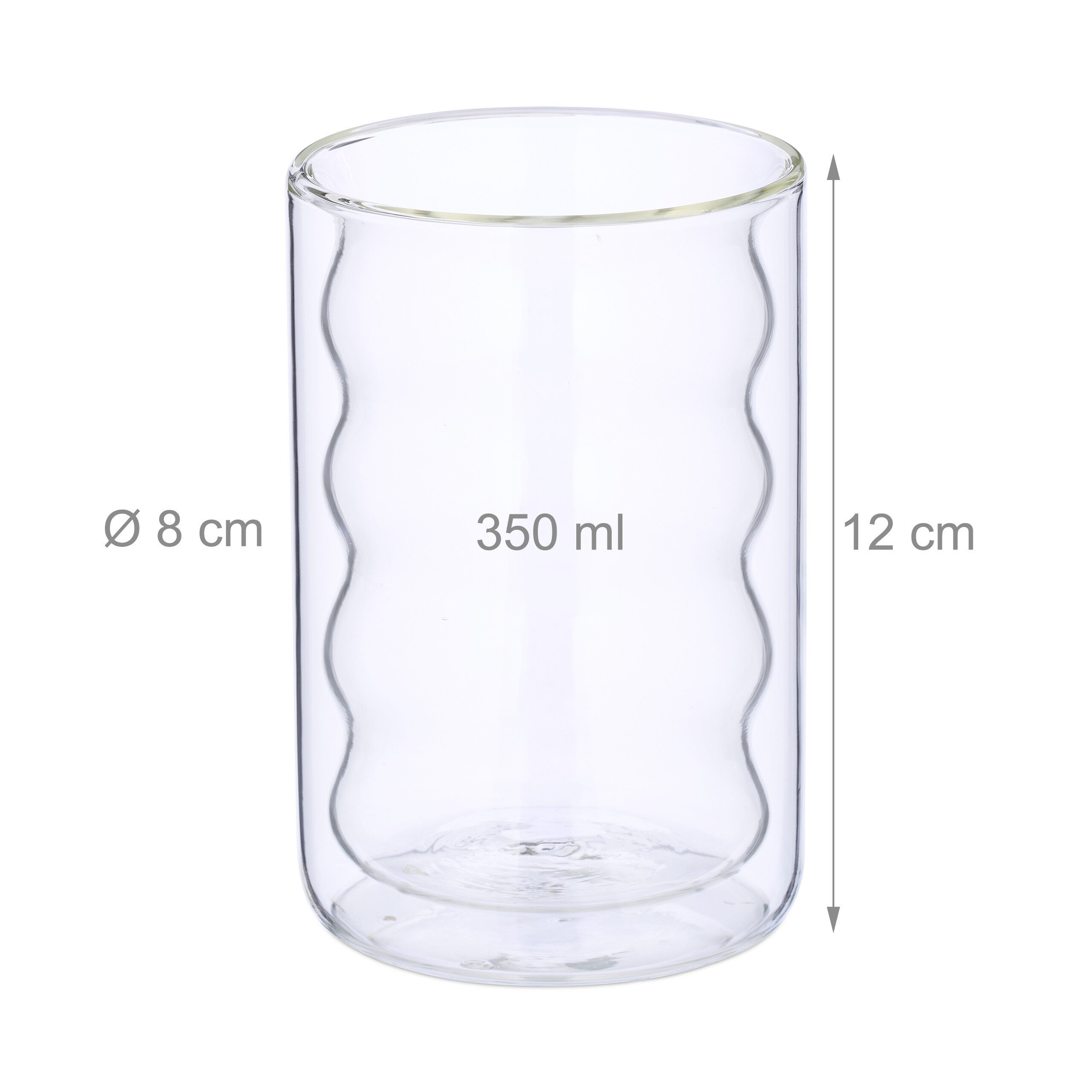 relaxdays Gläser-Set Latte Macchiato Gläser mit Löffel, 6-tlg., Glas, 6er Pack – Bild 4 von 5