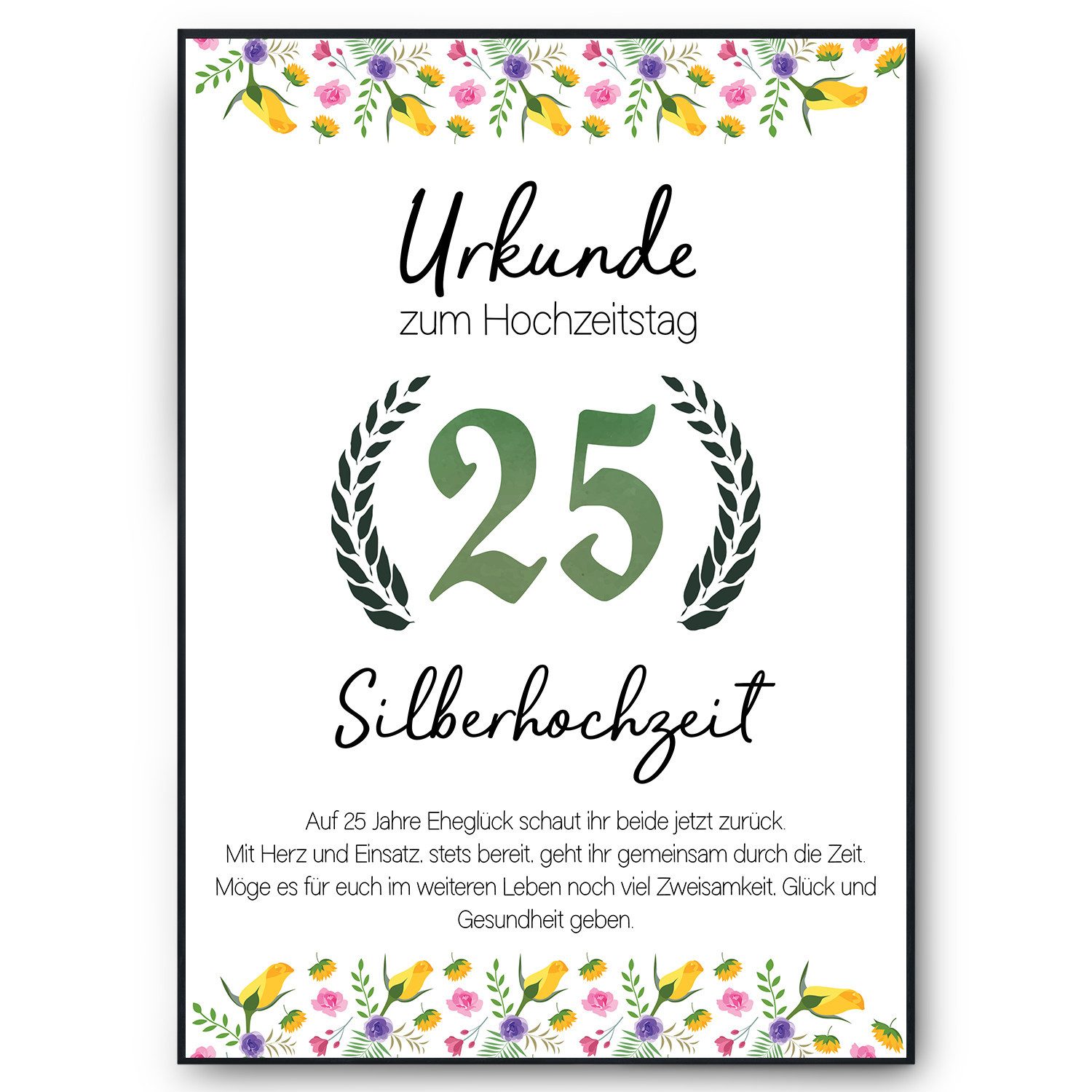 Tigerlino Poster 25. Hochzeitstag Geschenk Urkunde günstig online kaufen