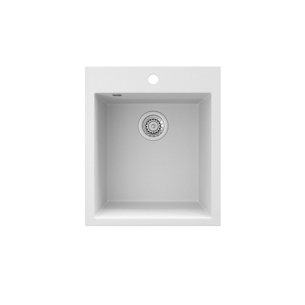 Bergstroem Granitspüle Venice, Weiß, 43 x 50 cm, Rechteckig, 42.5/50 cm, Resistent gegen chemische Substanzen