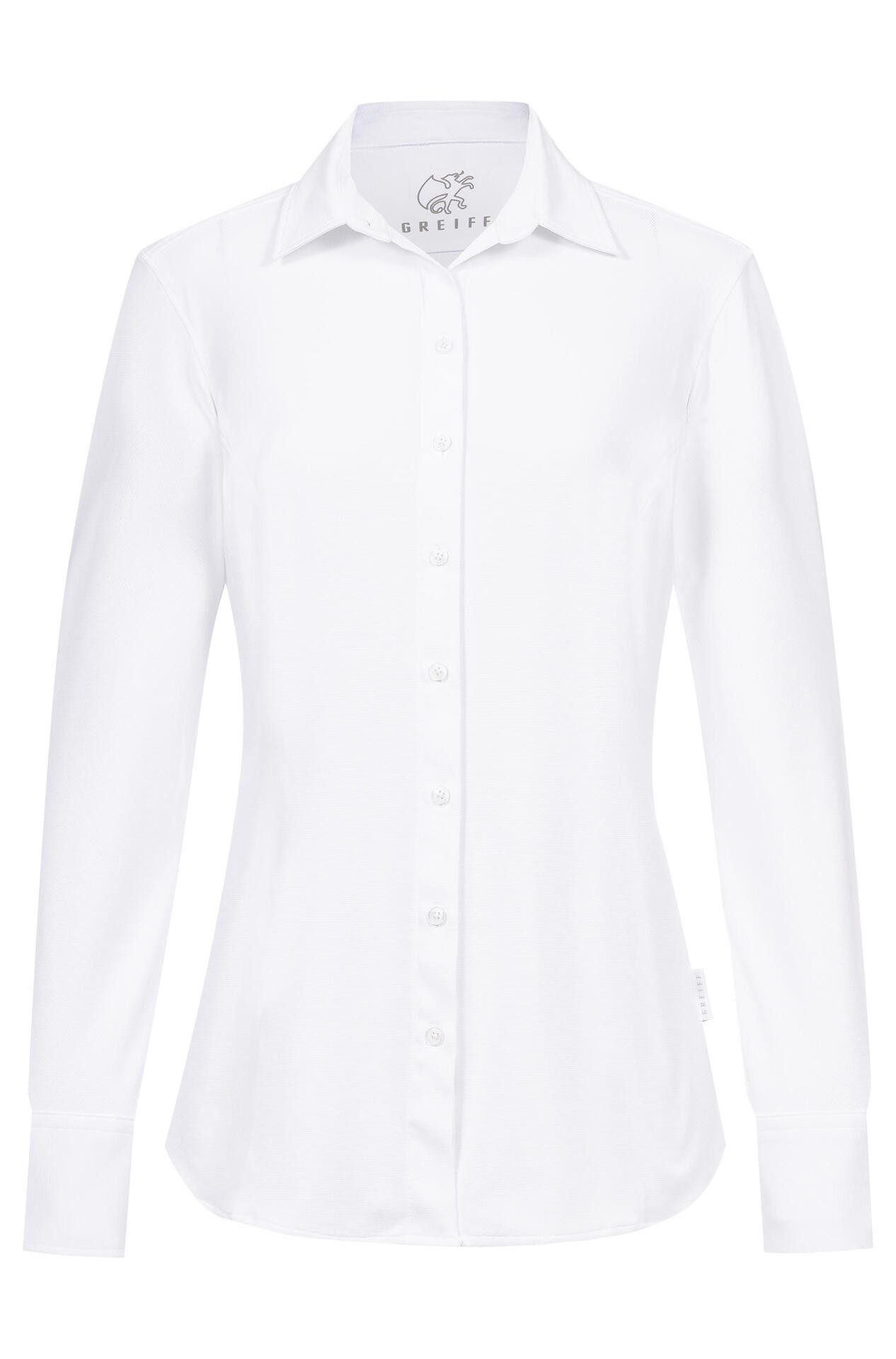 Langarmbluse Greiff FLOW Damen Business Bluse Langarm Kent Regular Stretch Weiß