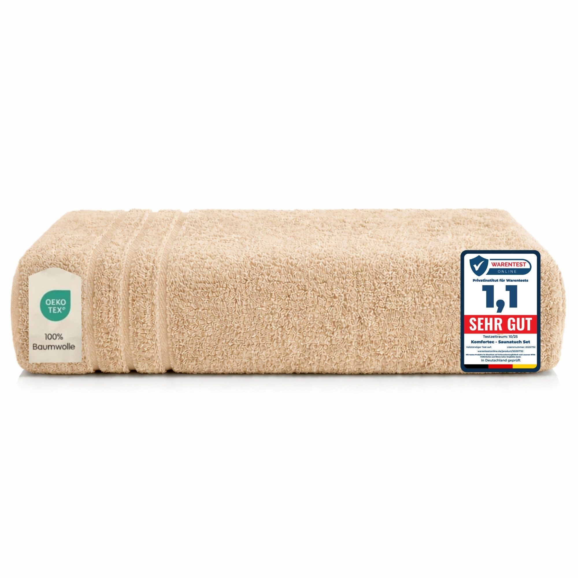 Komfortec Saunatuch 100x200 cm Badetuch aus 100% Baumwolle, Frottee (1-St), extra Große, Schnelltrocknend