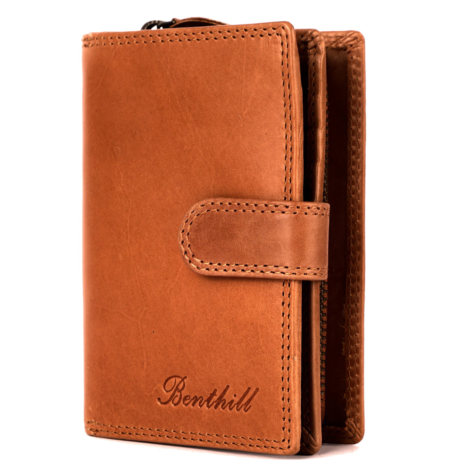 Benthill Geldbörse Damen Echt Leder RFID Portemonnaie Vintage Mittelgroß Po günstig online kaufen