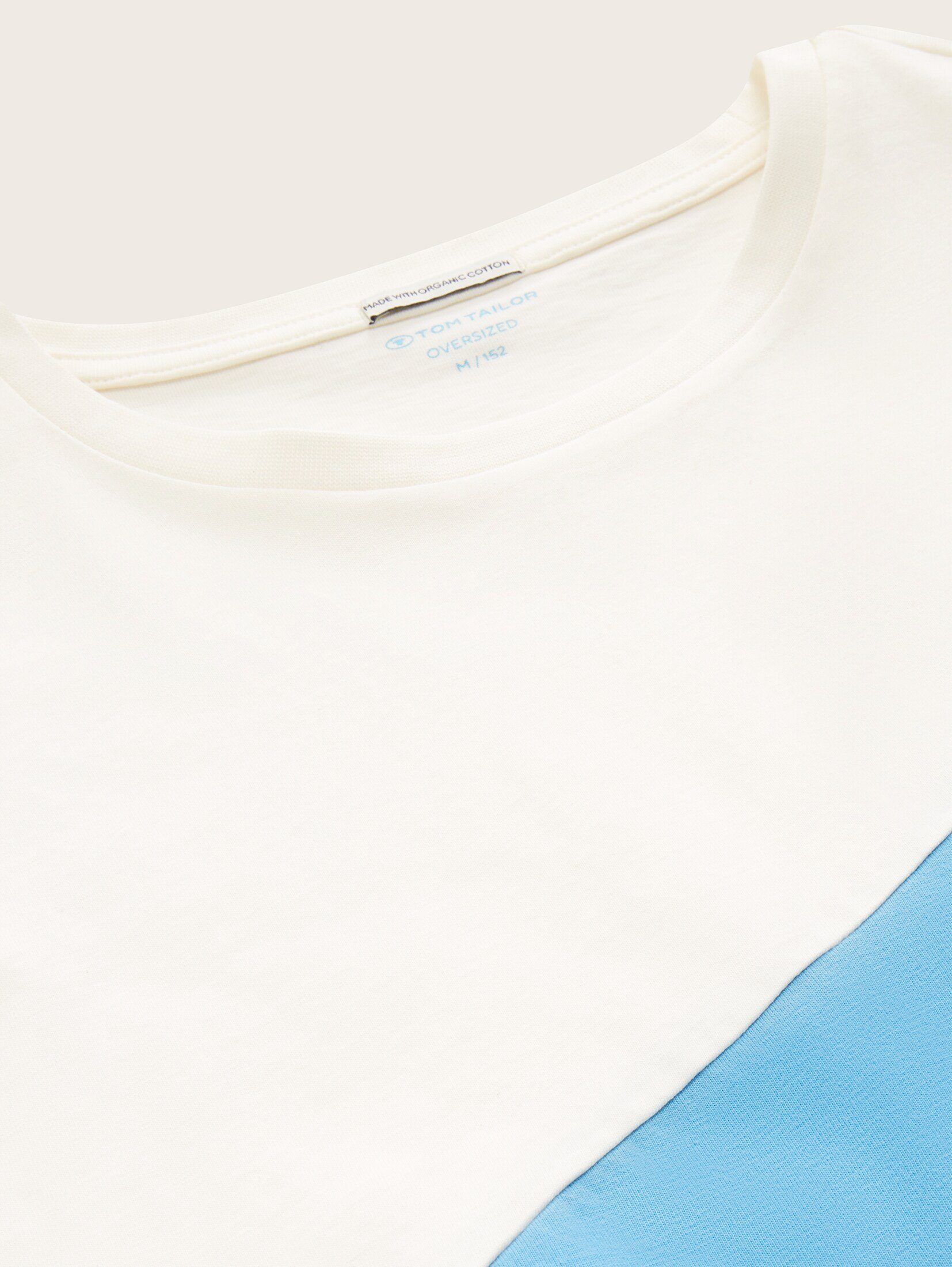 T-Shirt soft blue TOM T-Shirt Colour TAILOR Blocking mit cloud