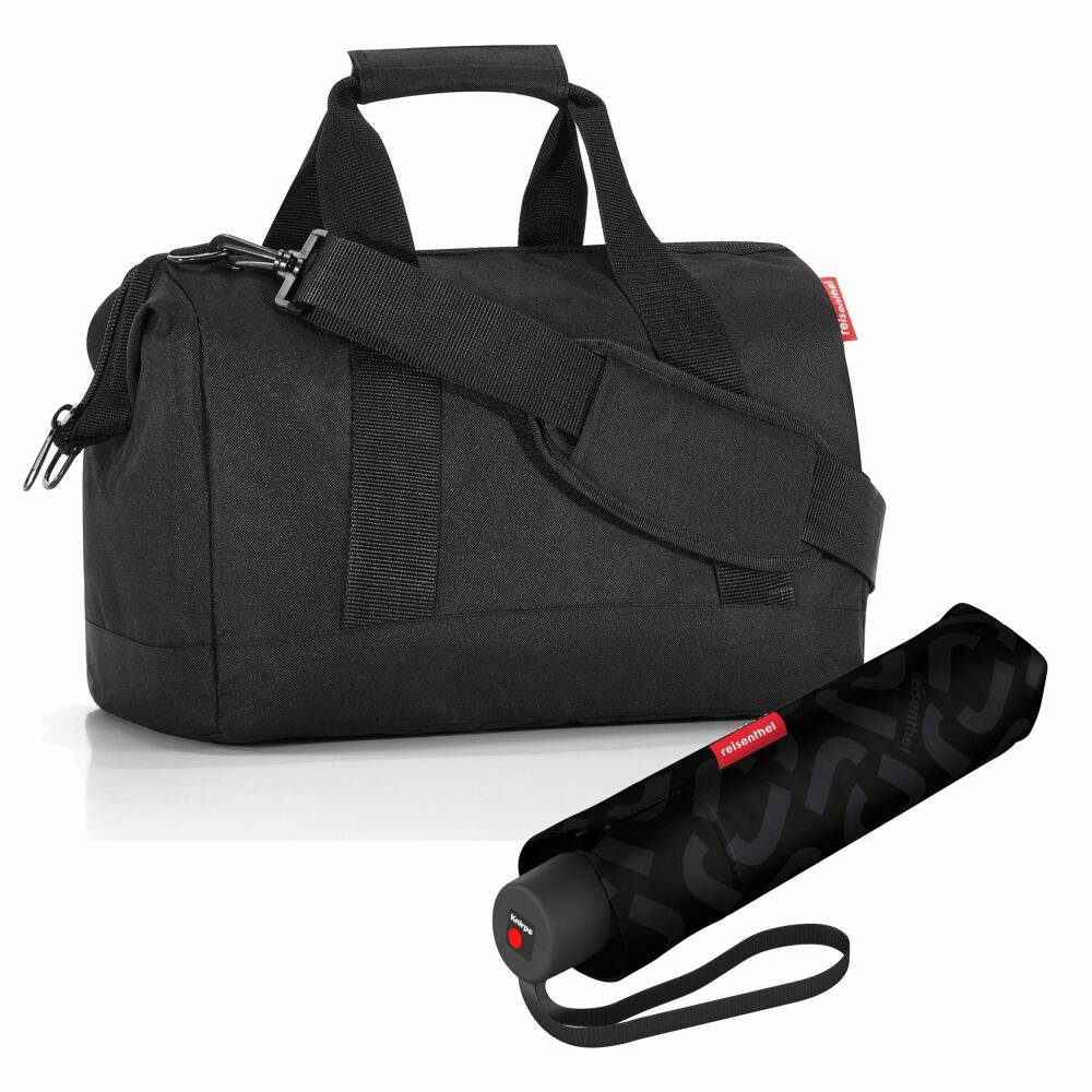 REISENTHEL® Schultertasche allrounder M Set Black (Set, 2-tlg), mit umbrella pocket classic