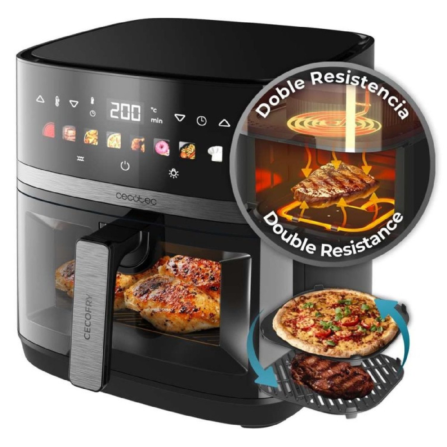 Cecotec Heißluftfritteuse, 2200 W, Cecofry&Grill Duoheat 8000
