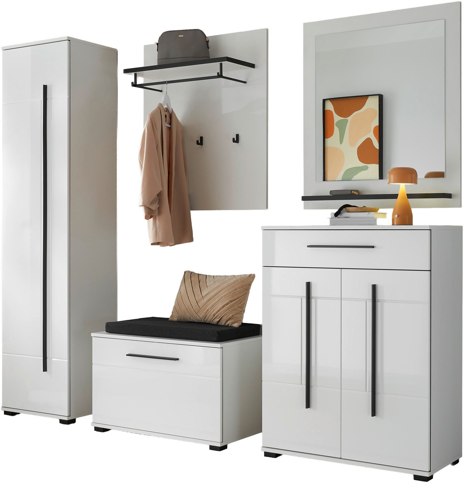 Home affaire Garderoben-Set Cantara, moderne Garderobe, Komplettset mit viel Stauraum, (Komplett-Set, 5-St)