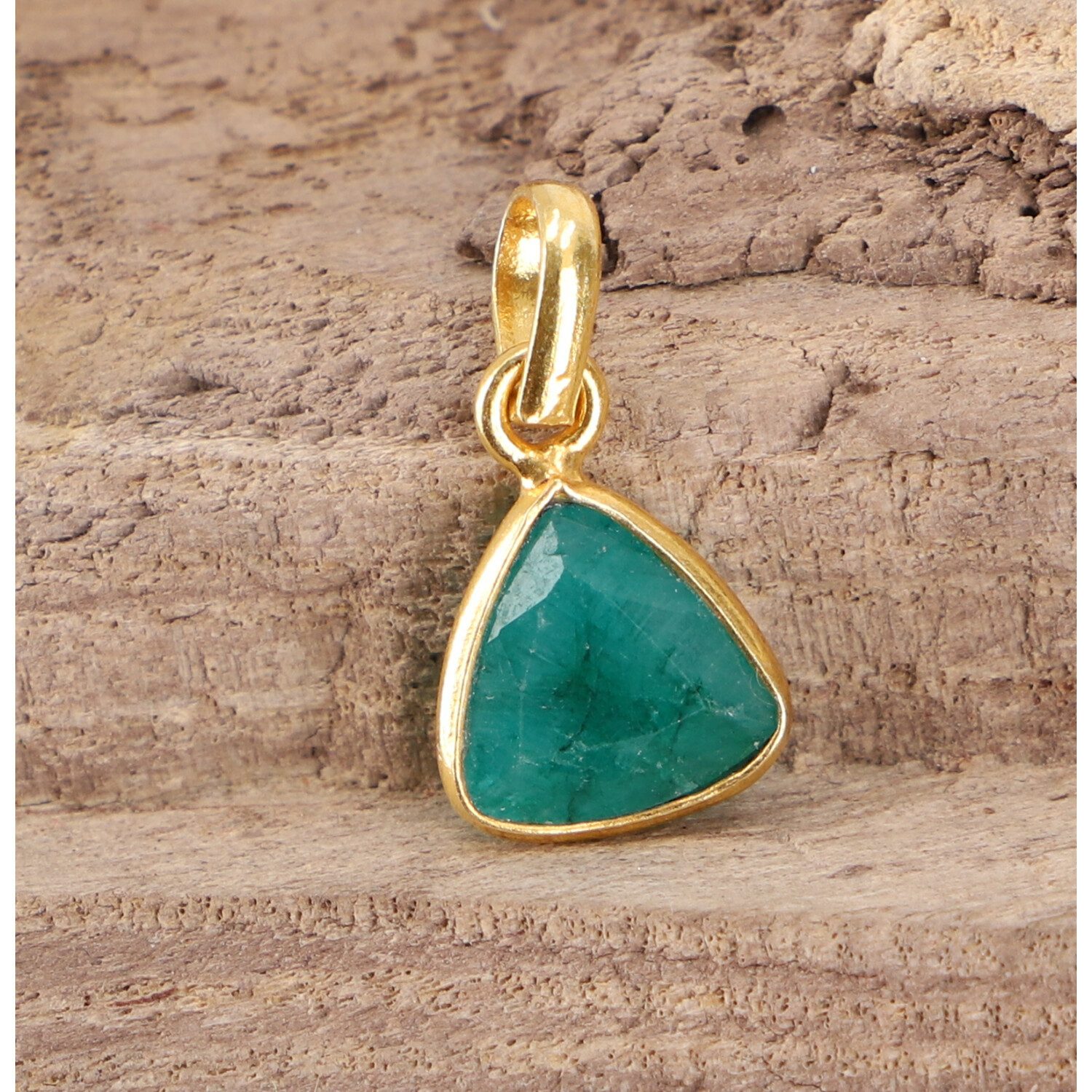 Guru-Shop Kettenanhänger Vergoldeter Anhänger mit geschliffenem..