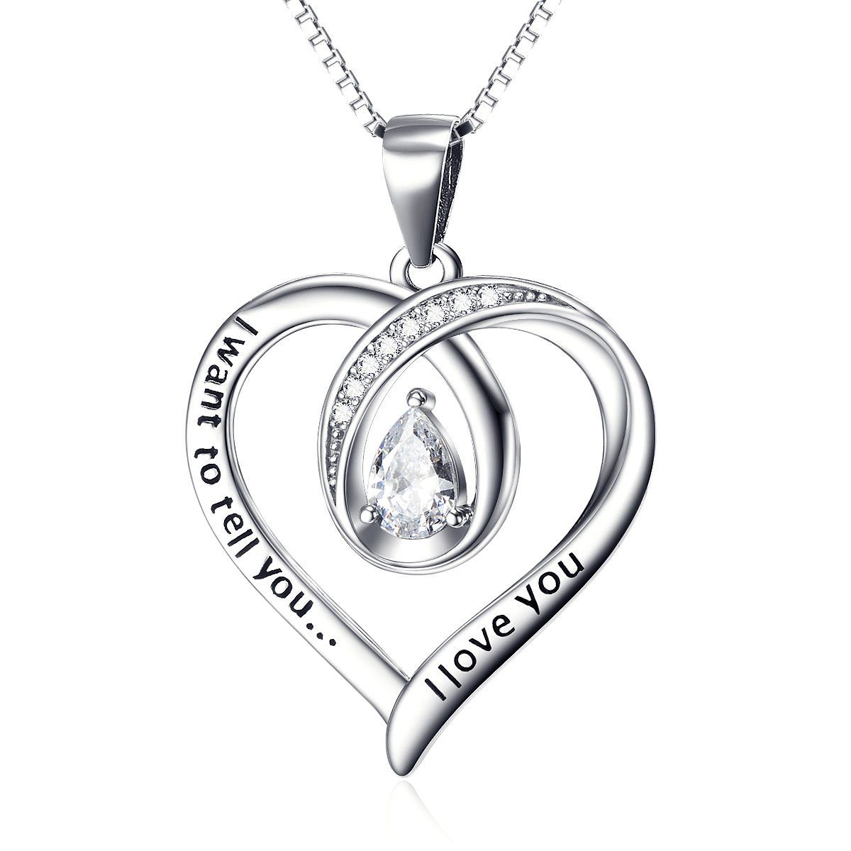 Herz mit 925 Sterling I "I You", Anhänger Love to you... want Kette Schmuck-Elfe tell Silber