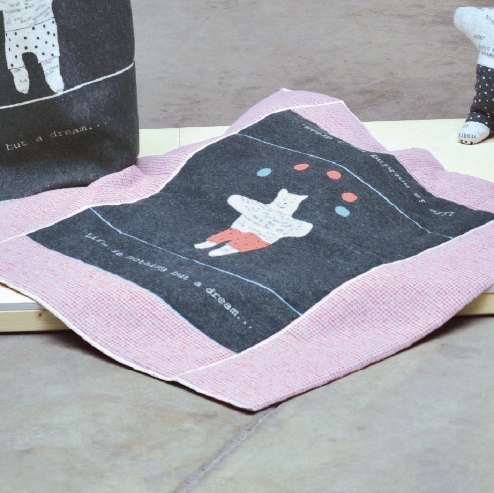 Krabbeldecke Juwel 'Jonglierbär' 100 x 100 cm Anthrazit, DAVID FUSSENEGGER