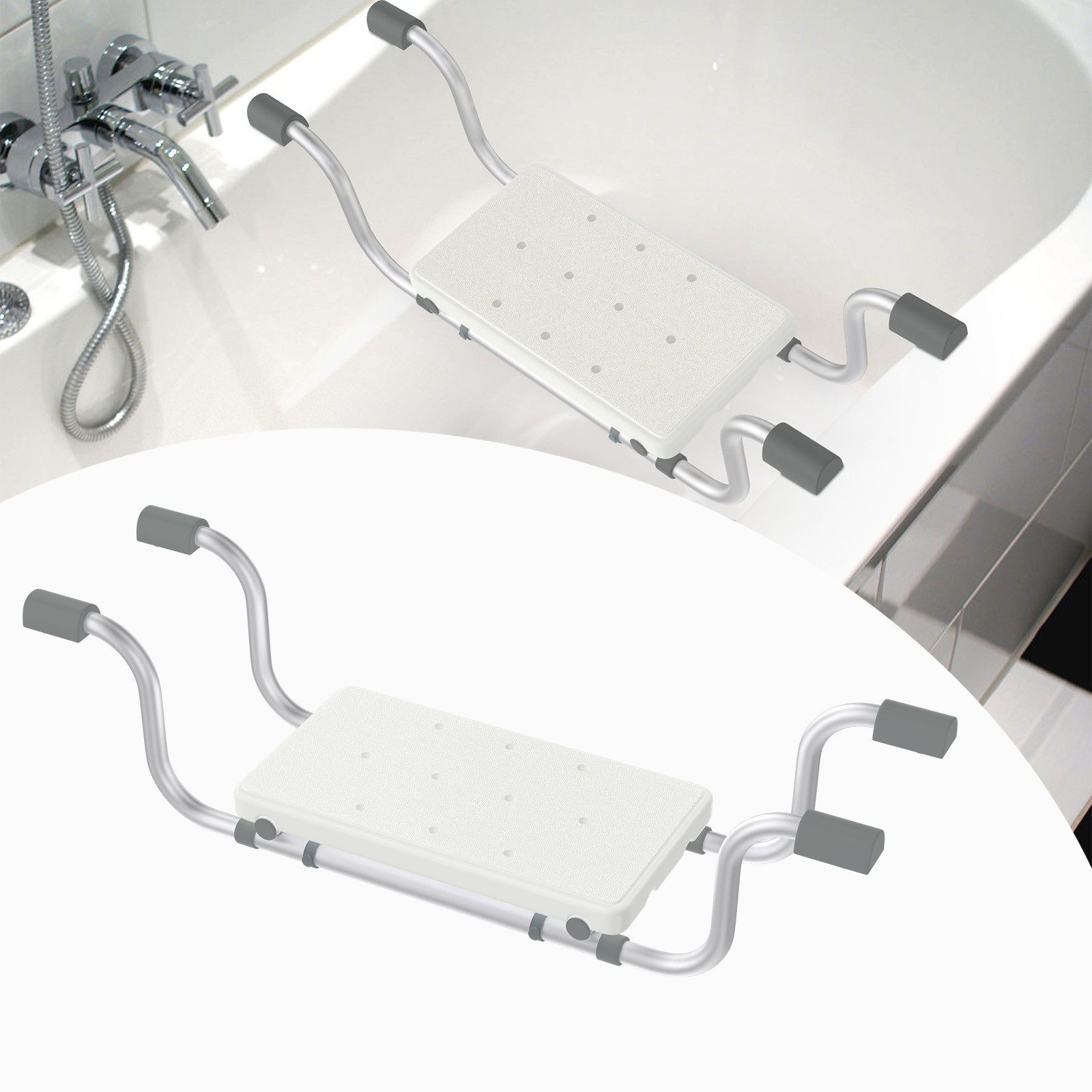 FIVMEN Badewannensitz Badewannenbretter Senioren, rutschfest Wannensitz Ausziehbare 72-82cm, Sitzbrett Badewannenablage Sitzbrett für Badewanne