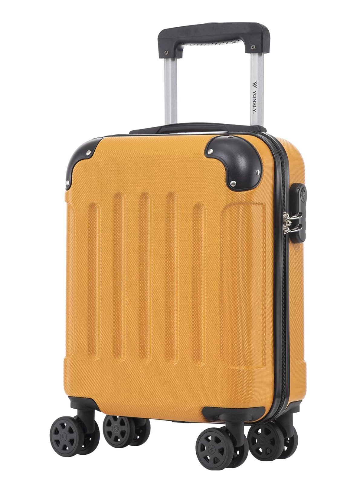 YONSLY Hartschalen-Trolley Hartschalen-Reisekoffer Trolley für Kurztrip und Urlaubsreisen, 4 Rollen, mit Zahlenschloss, ABS-Schale und weichem Gummigriff für Tragekomfort